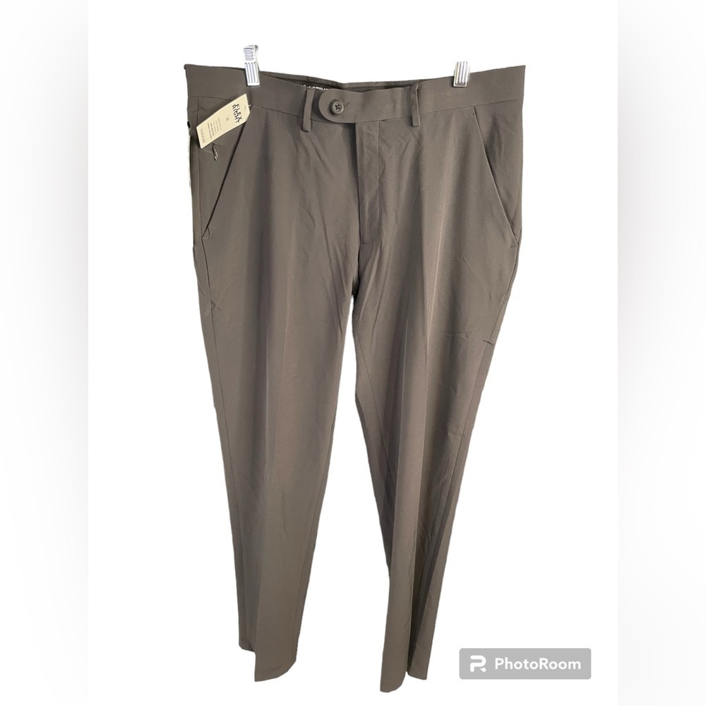 NWT Haggar 36x32 Slim Fit Flex Right For Men’s Plain Weave Charcoal Pant